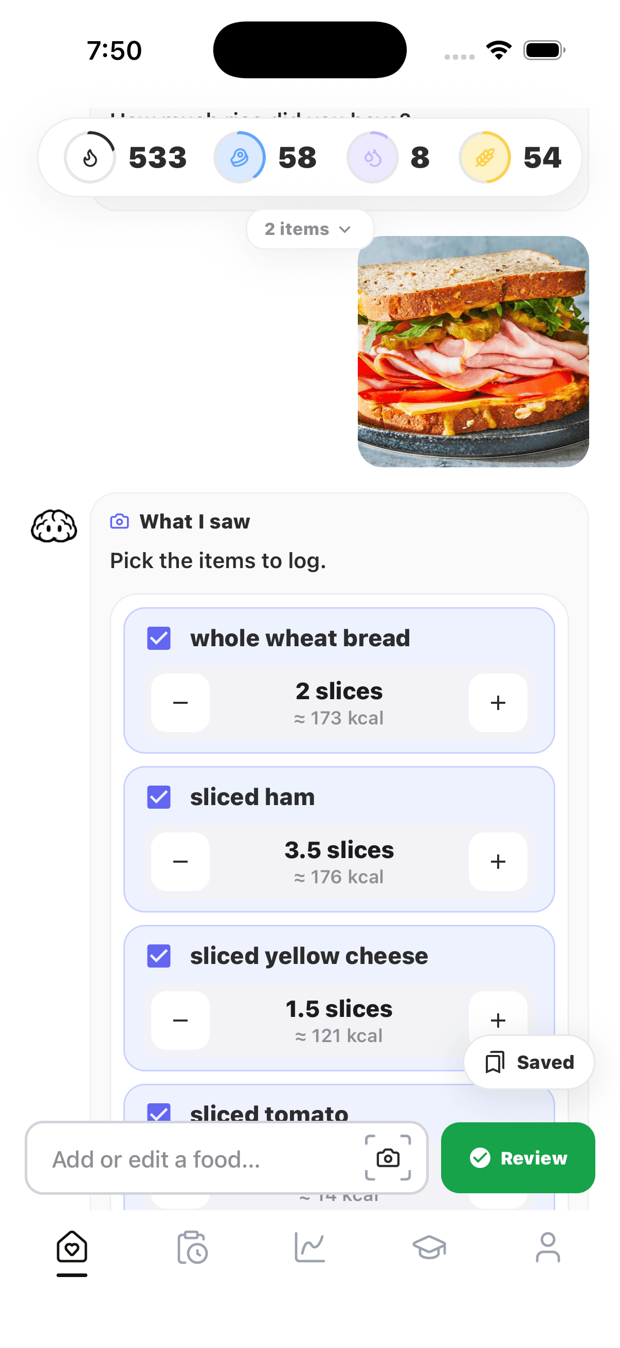 Fastiq AI meal item review