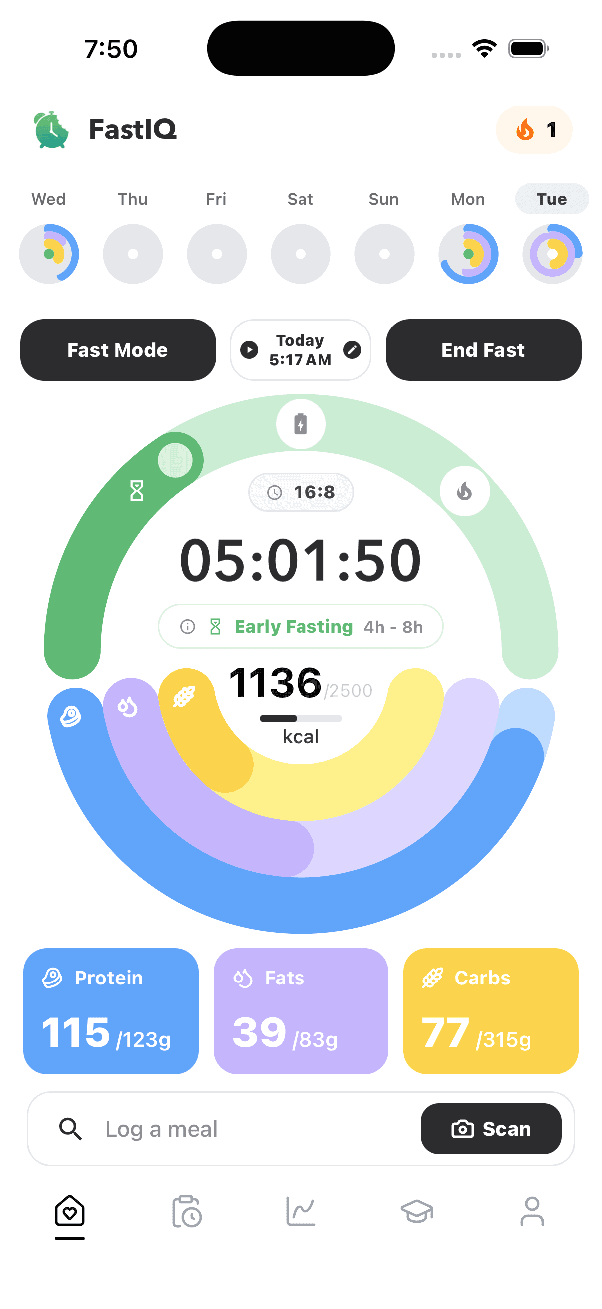 Fastiq fasting timer counting down the current fast